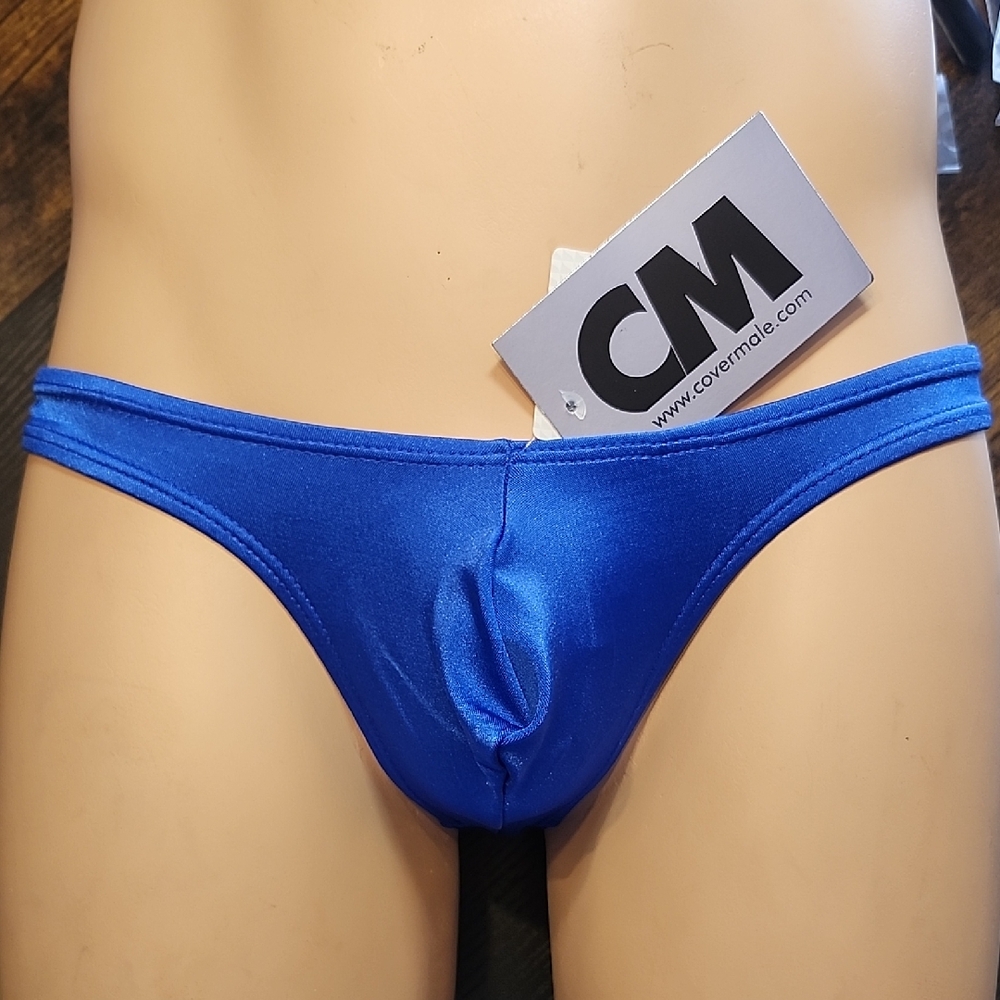 Cover Male Blue Thong Contoured Pouch